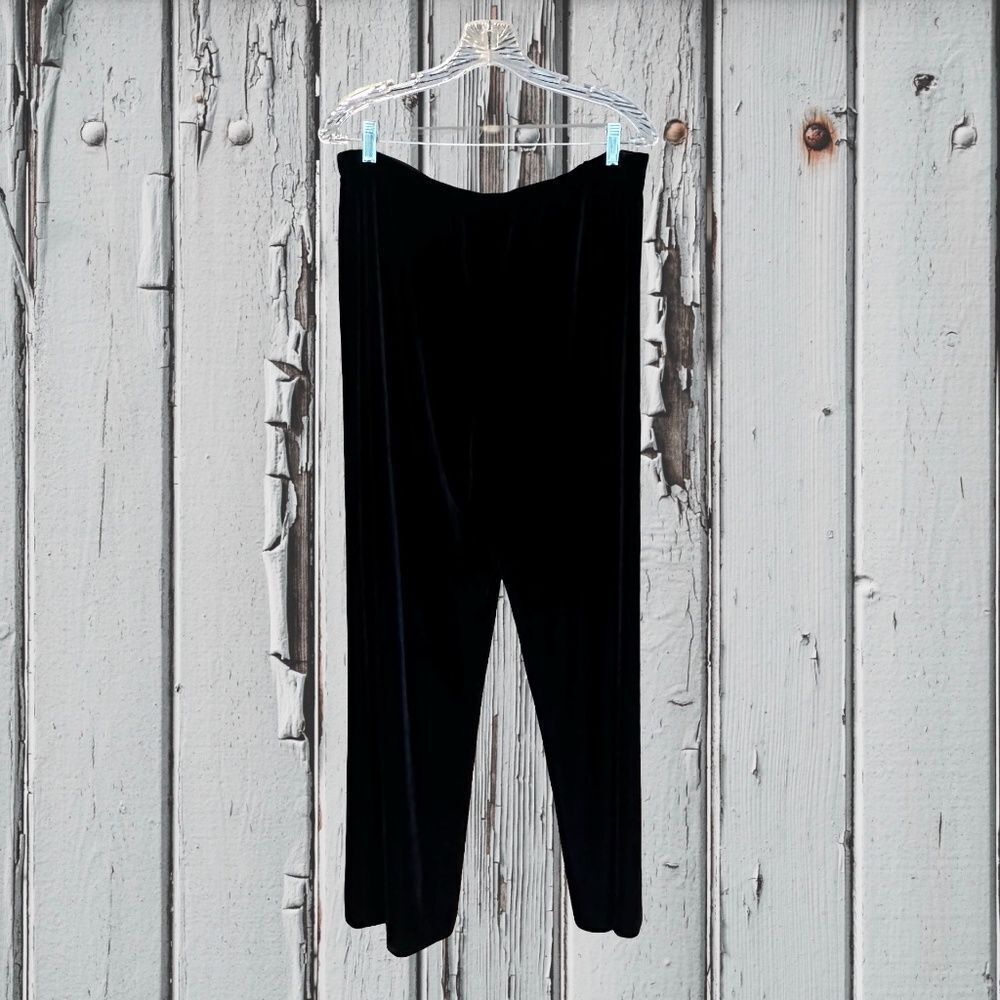 Alex Evenings Women's Black Velvet Flowy Pull On Pants Elastic Waist Size XL - Picture 11 of 12